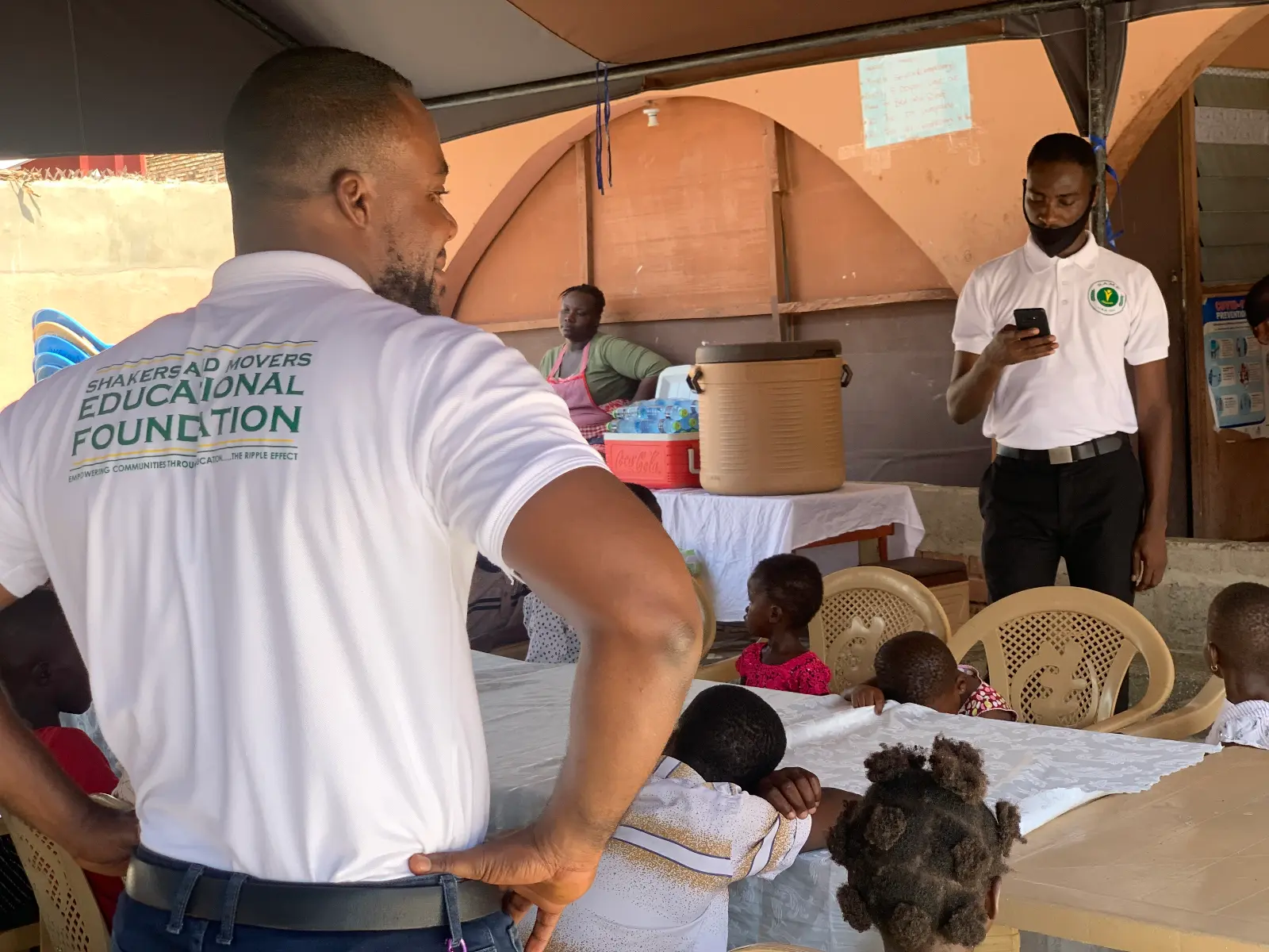 Children receiving support from SAME Foundation volunteers at an orphanage in Ghana